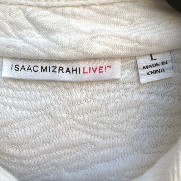 Isaac Mizrahi Live White Animal Texture Quilted Jacket Pockets Button-Up Front L - Picture 3 of 12